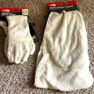 Women’s  North face gloves and Infity scarf